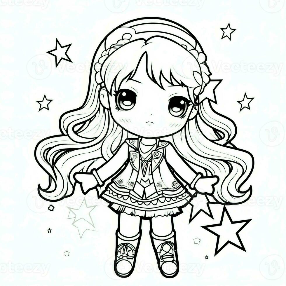 Anime Girl Coloring Pages photo