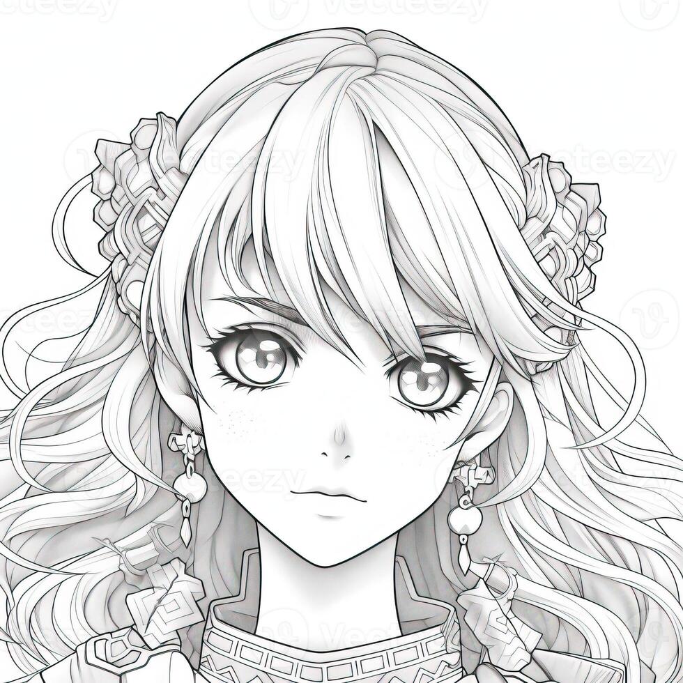 Anime Girl Coloring Pages photo