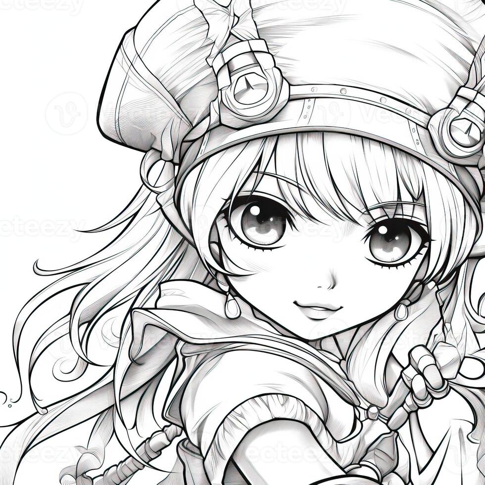 Anime Girl Coloring Pages photo