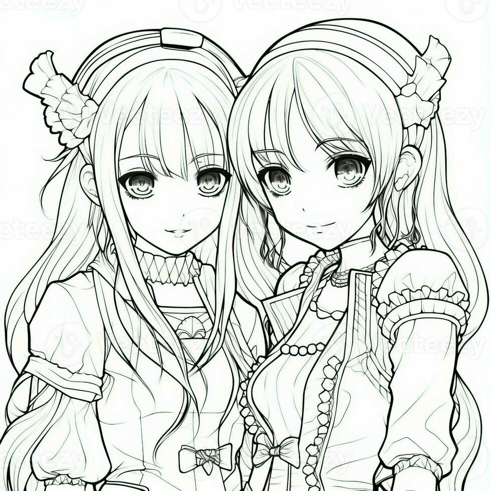 Anime Girl Coloring Pages photo