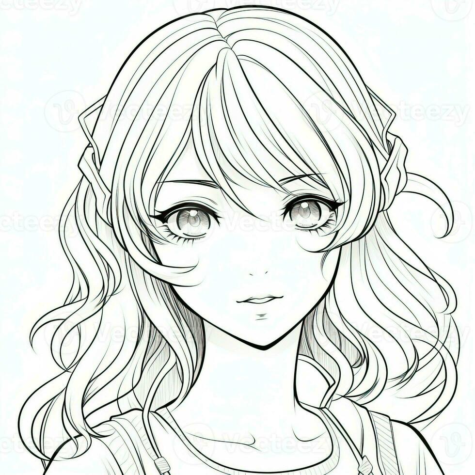 Anime Girl Coloring Pages photo