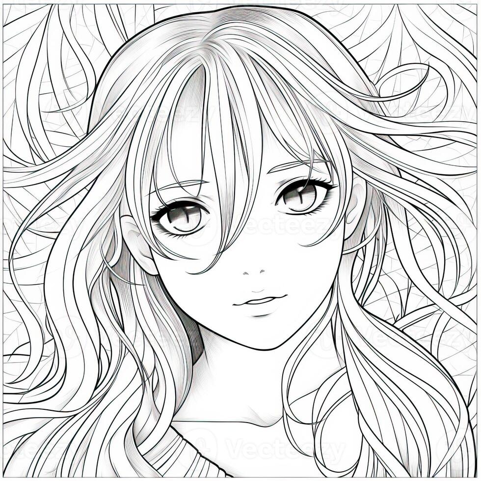 Anime Girl Coloring Pages photo