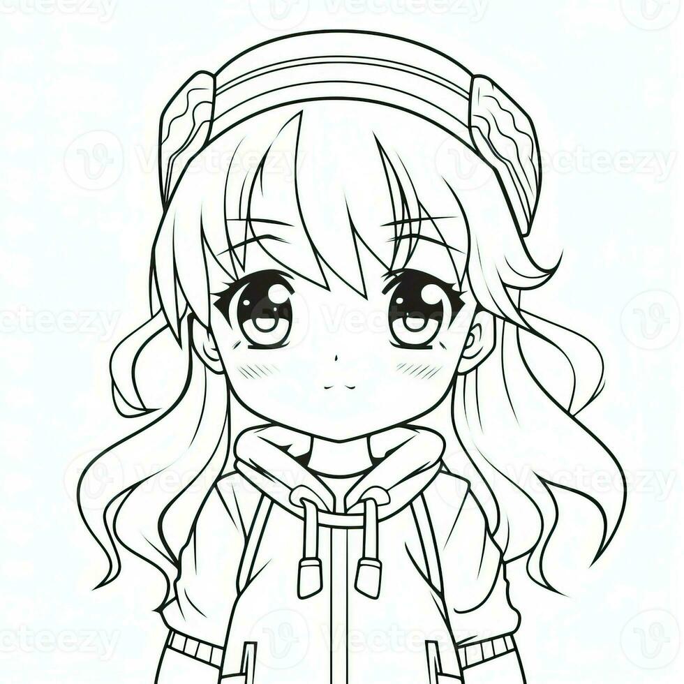 Anime Girl Coloring Pages 26673038 Stock Photo at Vecteezy
