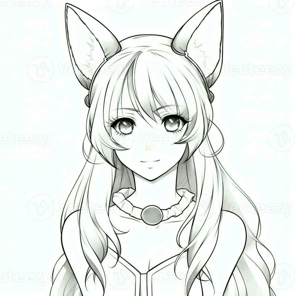 Anime Girl Coloring Pages photo