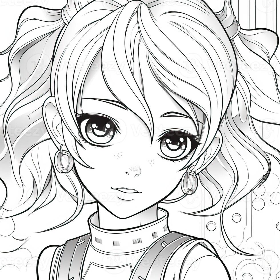 Anime Girl Coloring Pages photo