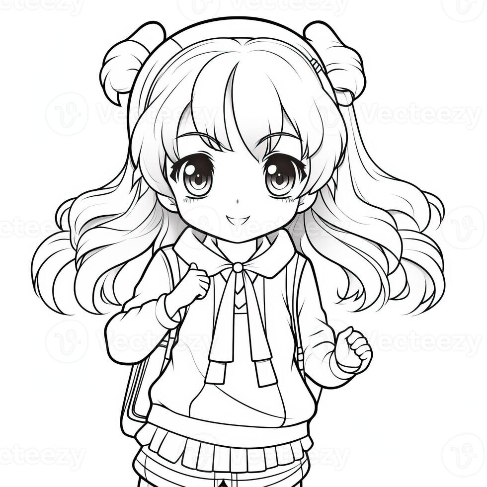 Anime Girl Coloring Pages photo