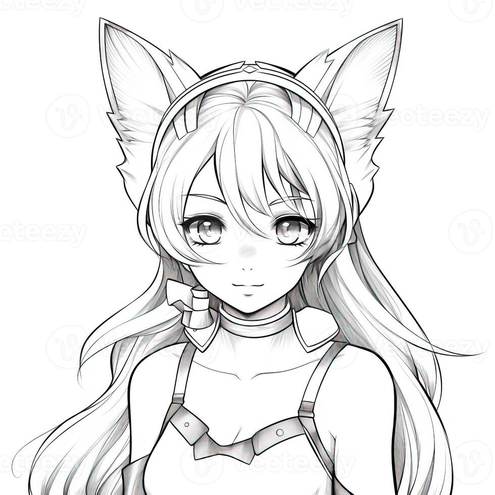 Anime Girl Coloring Pages photo