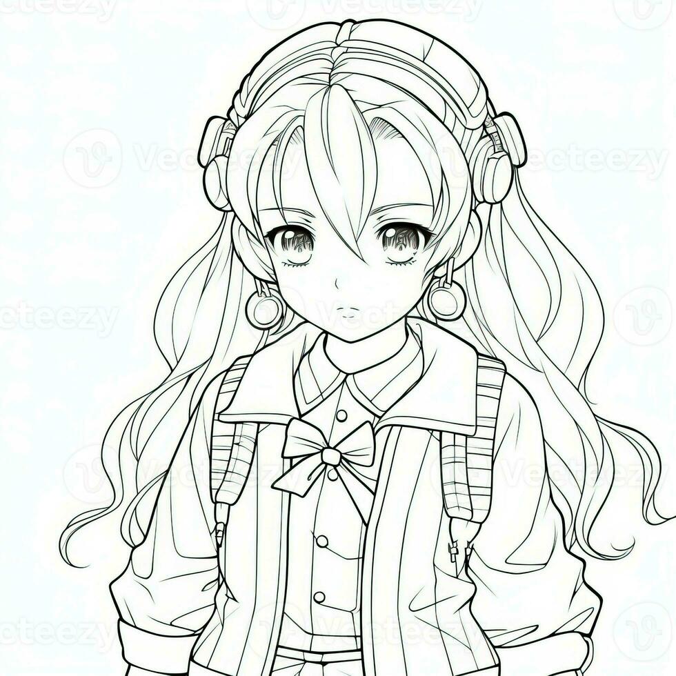 Anime Girl Coloring Pages photo