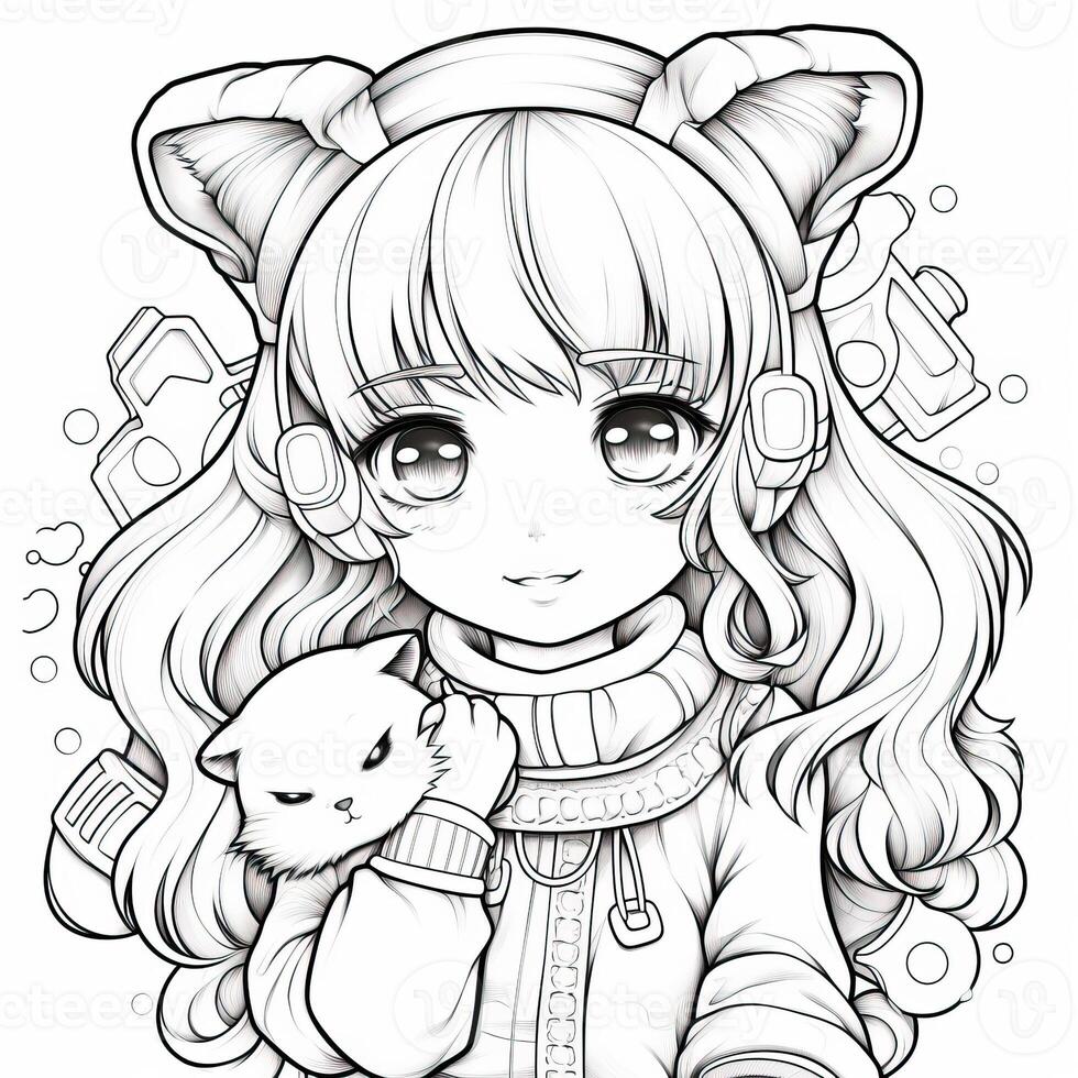 Anime Girl Coloring Pages photo