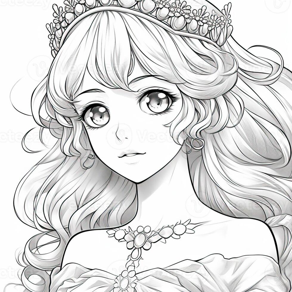 Anime Girl Coloring Pages photo