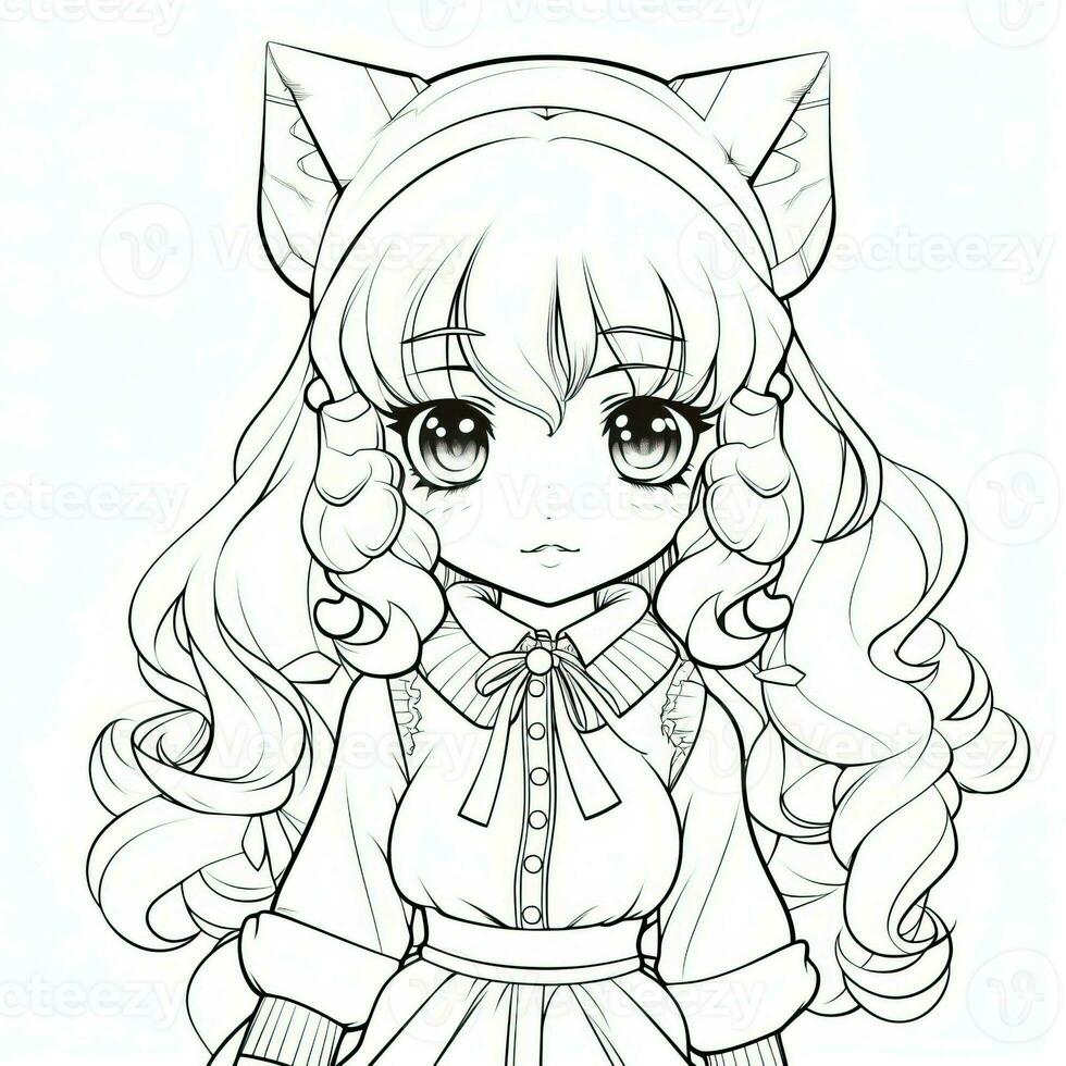 Anime Girl Coloring Pages photo