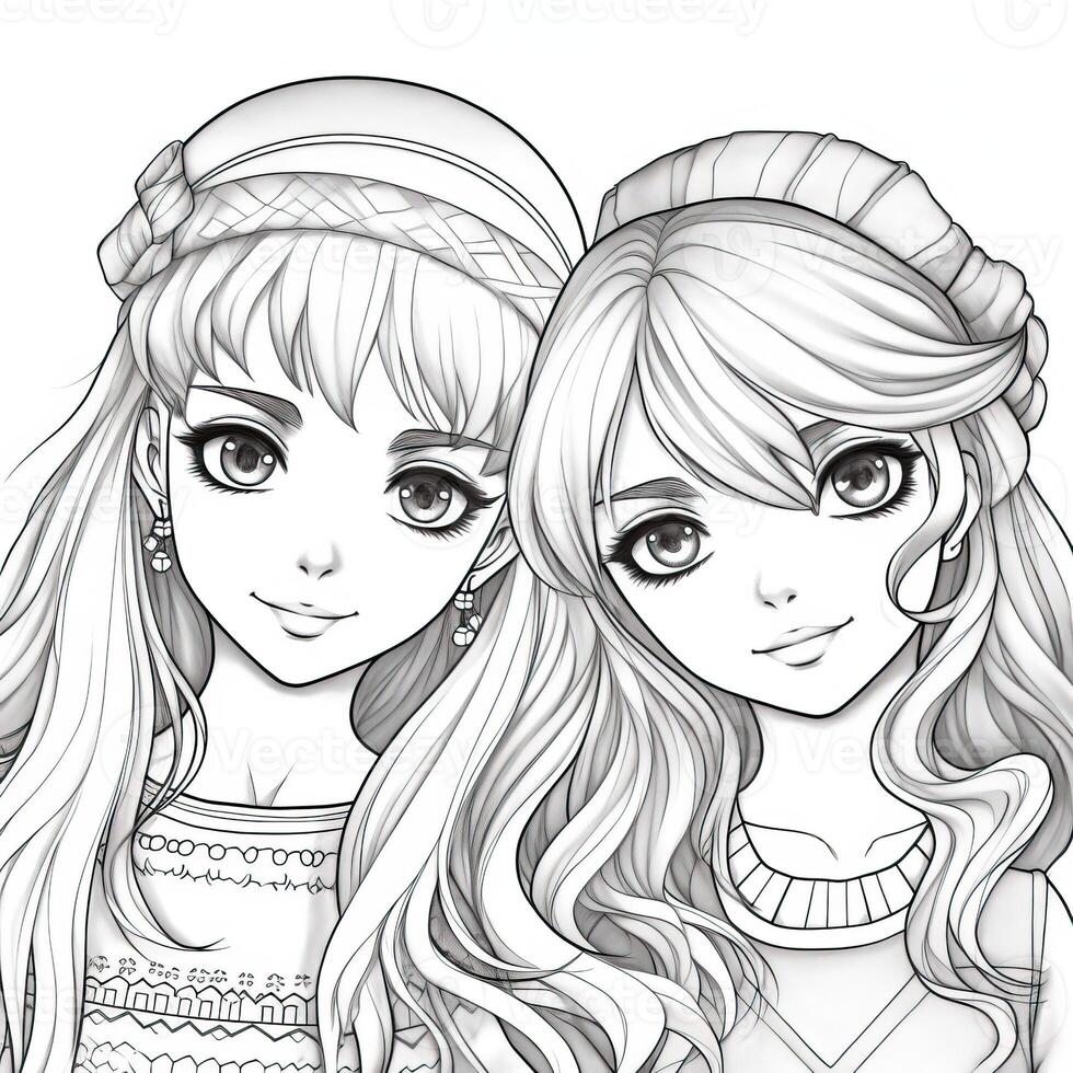 Anime Girl Coloring Pages photo