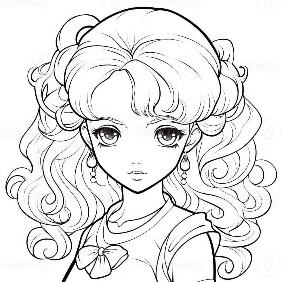 Anime Girl Coloring Pages photo