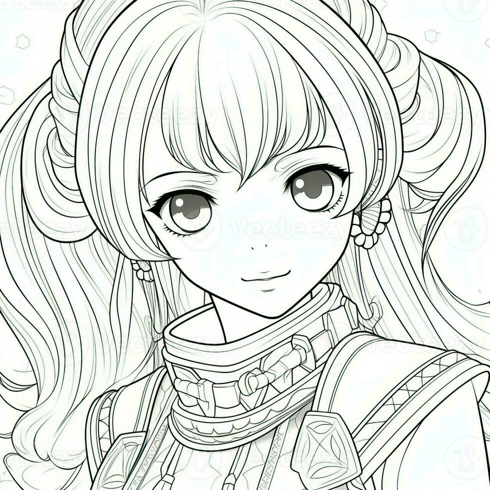 Anime Girl Coloring Pages photo