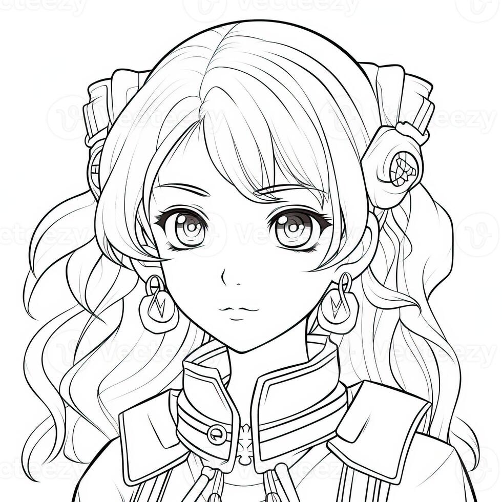 Anime Girl Coloring Pages photo