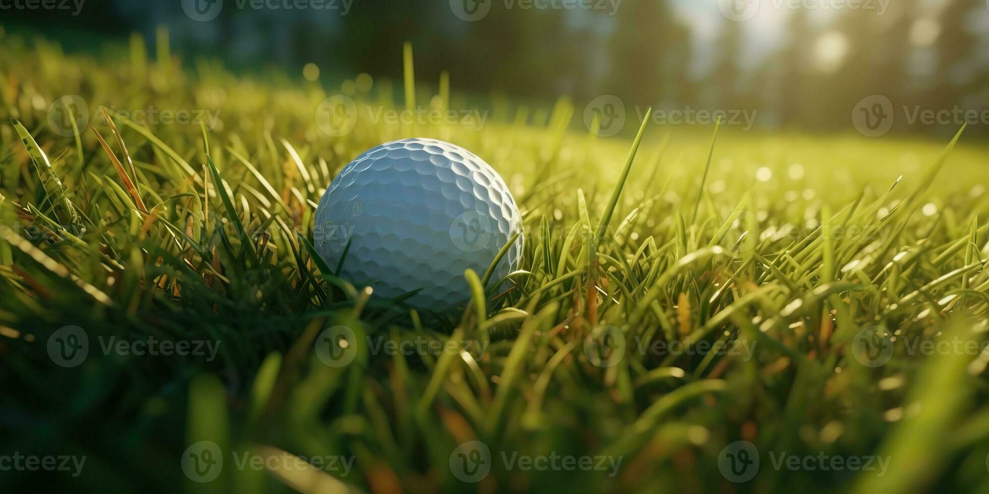 AI Generated. AI Generative. Golf ball game sport nature outdoor on green grass field. Outdoor activity luxury lifestyle. Graphic Art photo
