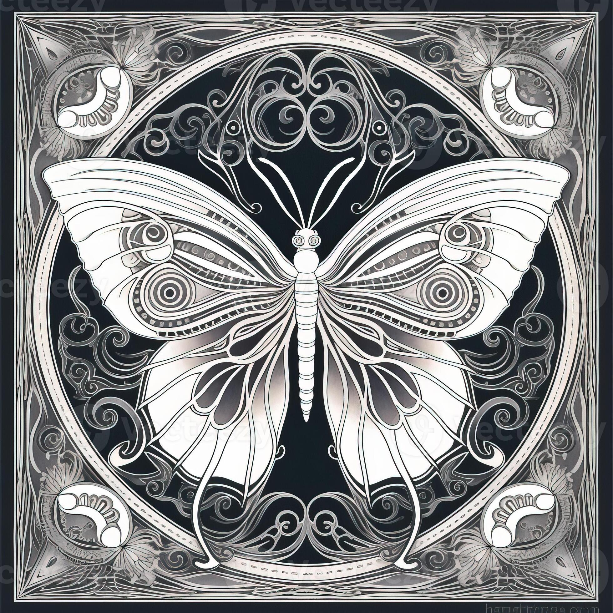 Art Nouveau Butterfly Coloring Pages 26673403 Stock Photo at Vecteezy