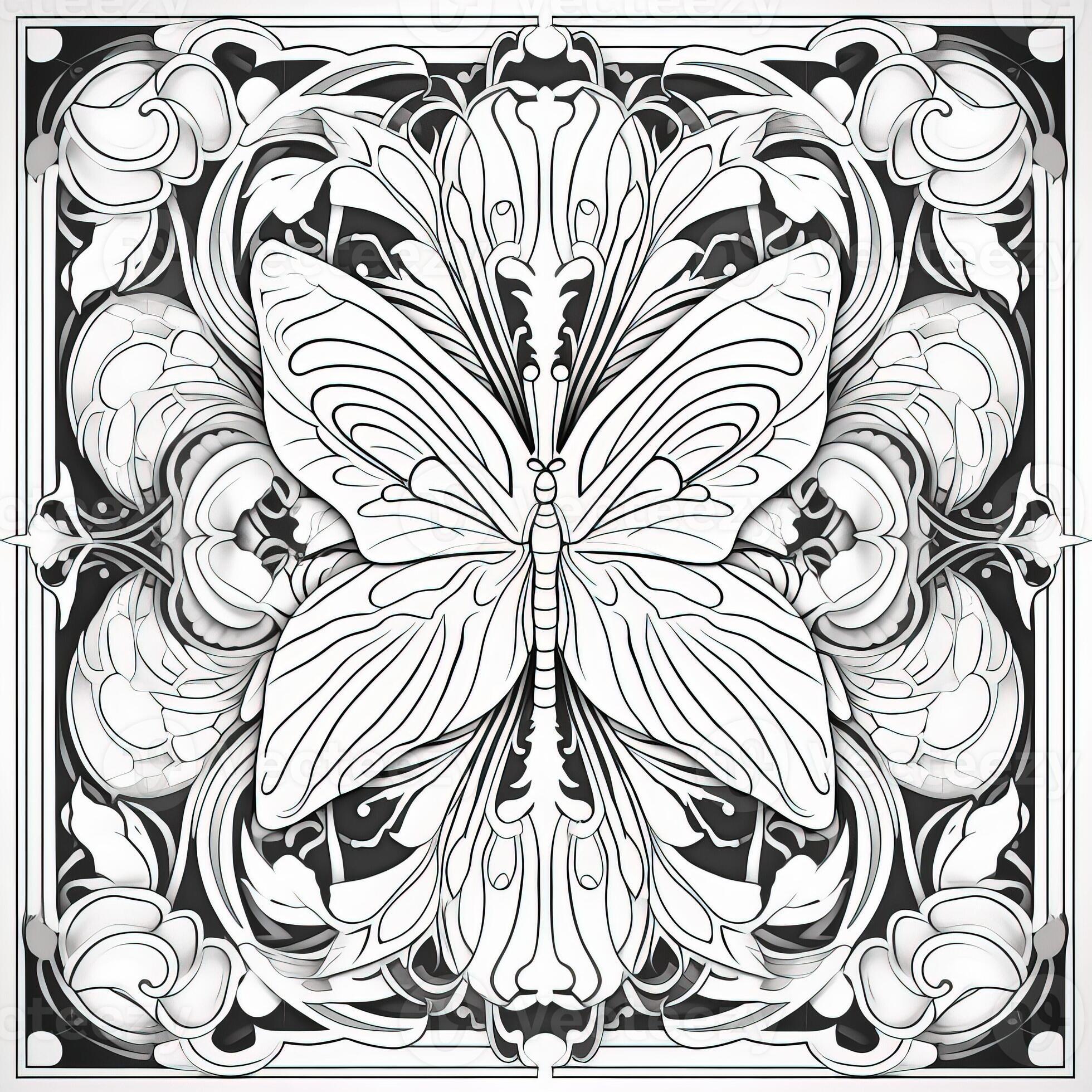 Art Nouveau Butterfly Coloring Pages 26673407 Stock Photo at Vecteezy