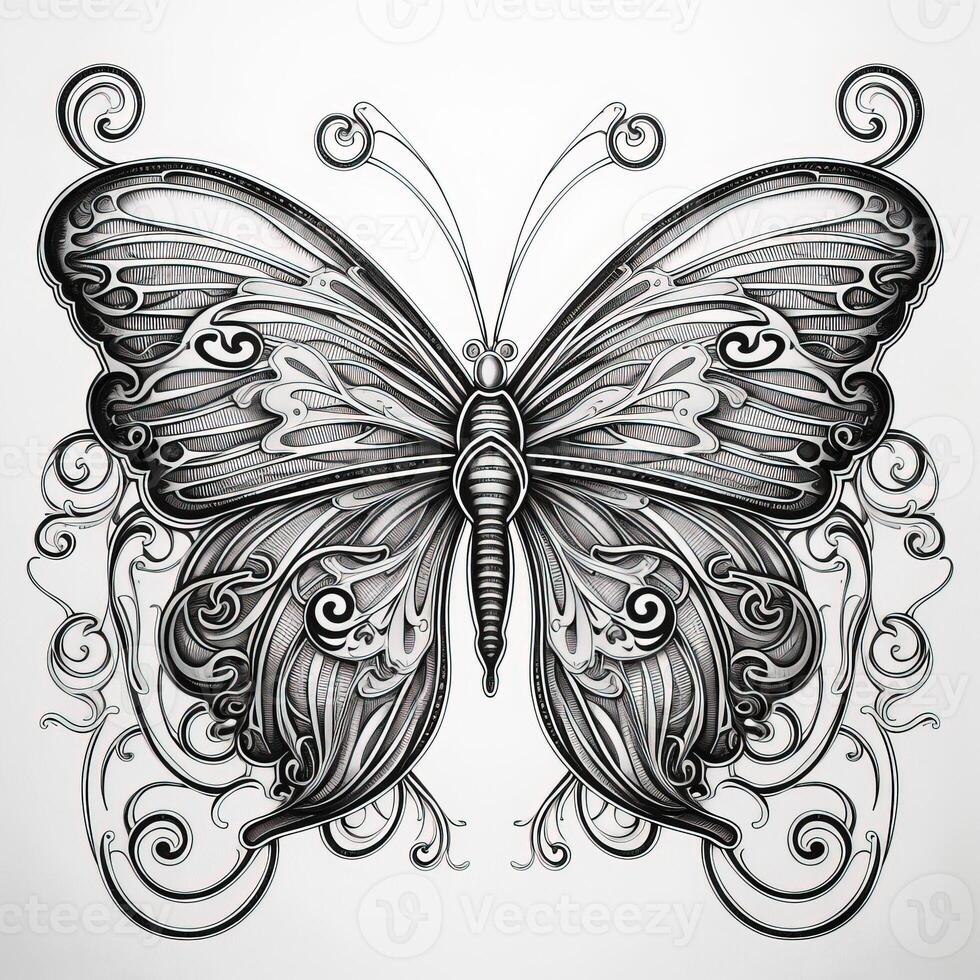 Art Nouveau Butterfly Coloring Pages photo