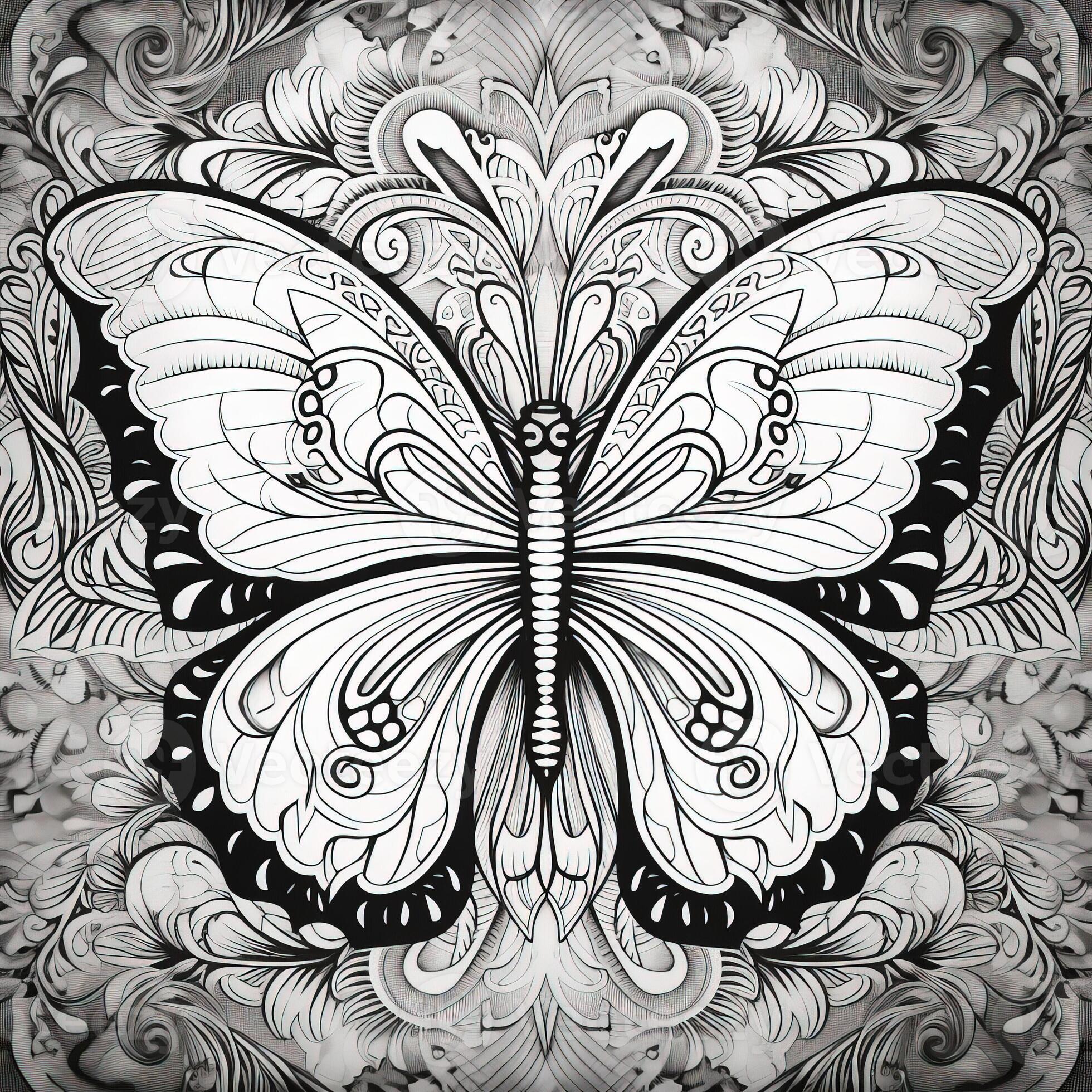 Art Nouveau Butterfly Coloring Pages 26673426 Stock Photo at Vecteezy