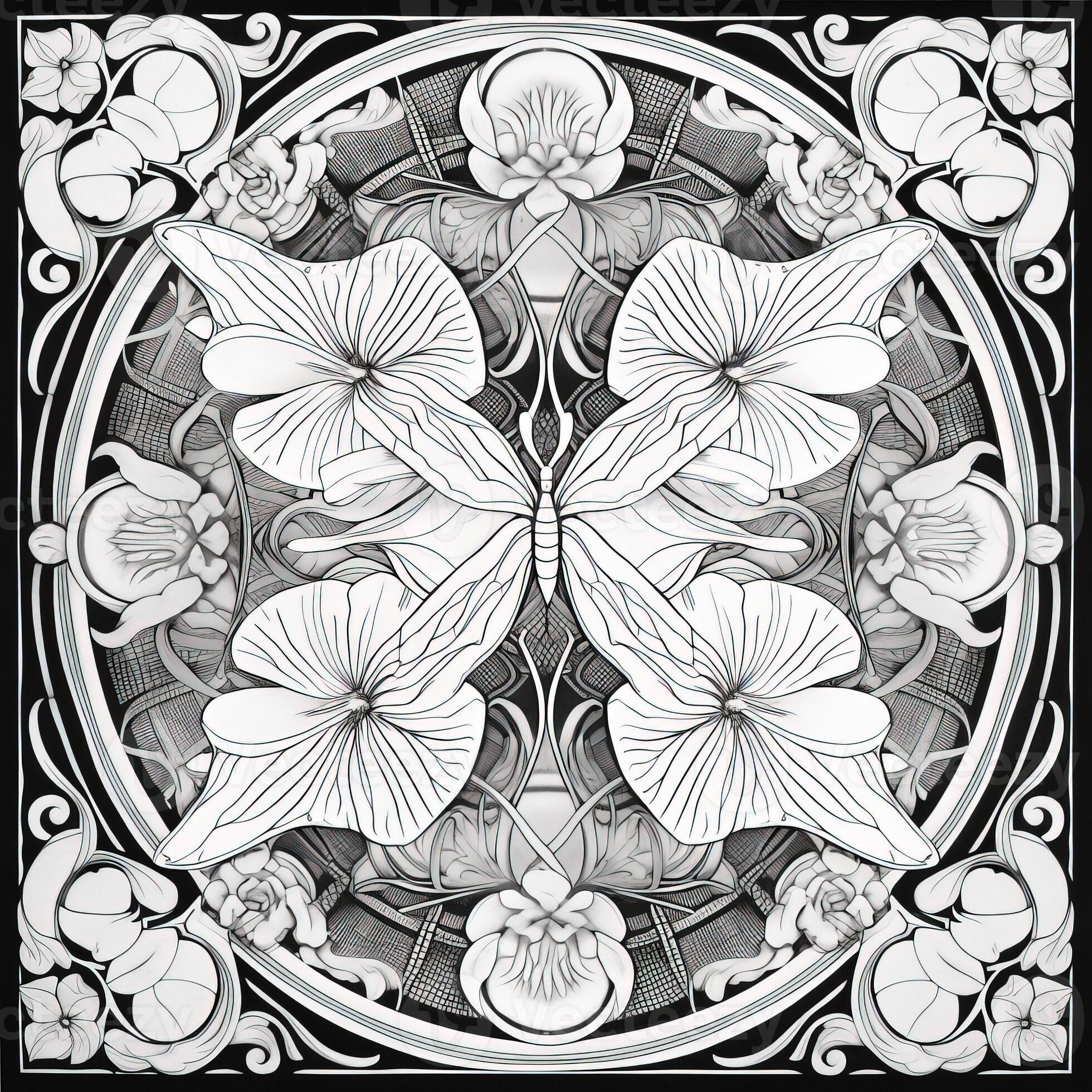 Art Nouveau Butterfly Coloring Pages 26673429 Stock Photo at Vecteezy