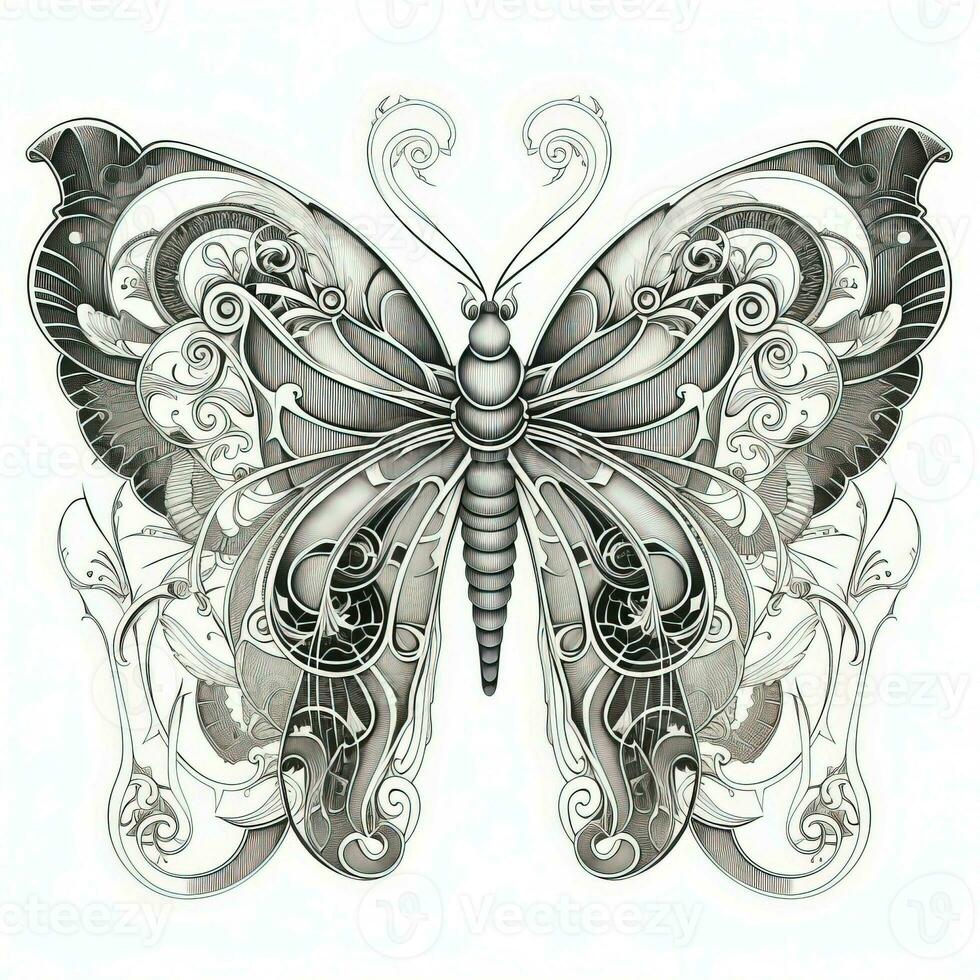 Arte Nouveau mariposa colorante paginas foto