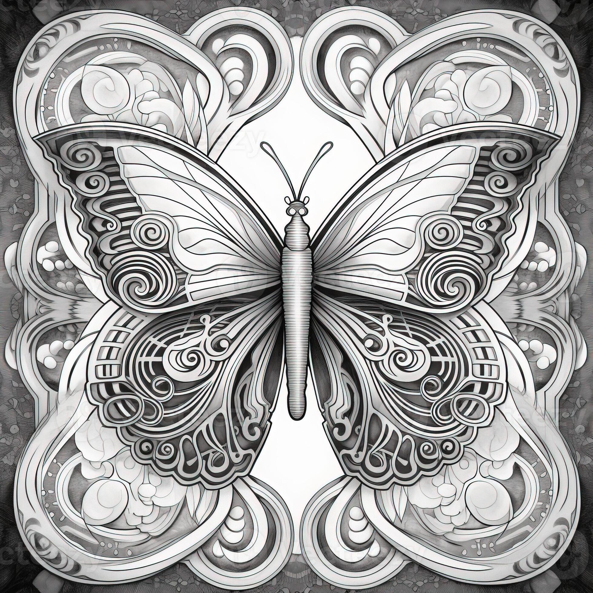 Art Nouveau Butterfly Coloring Pages 26673473 Stock Photo at Vecteezy