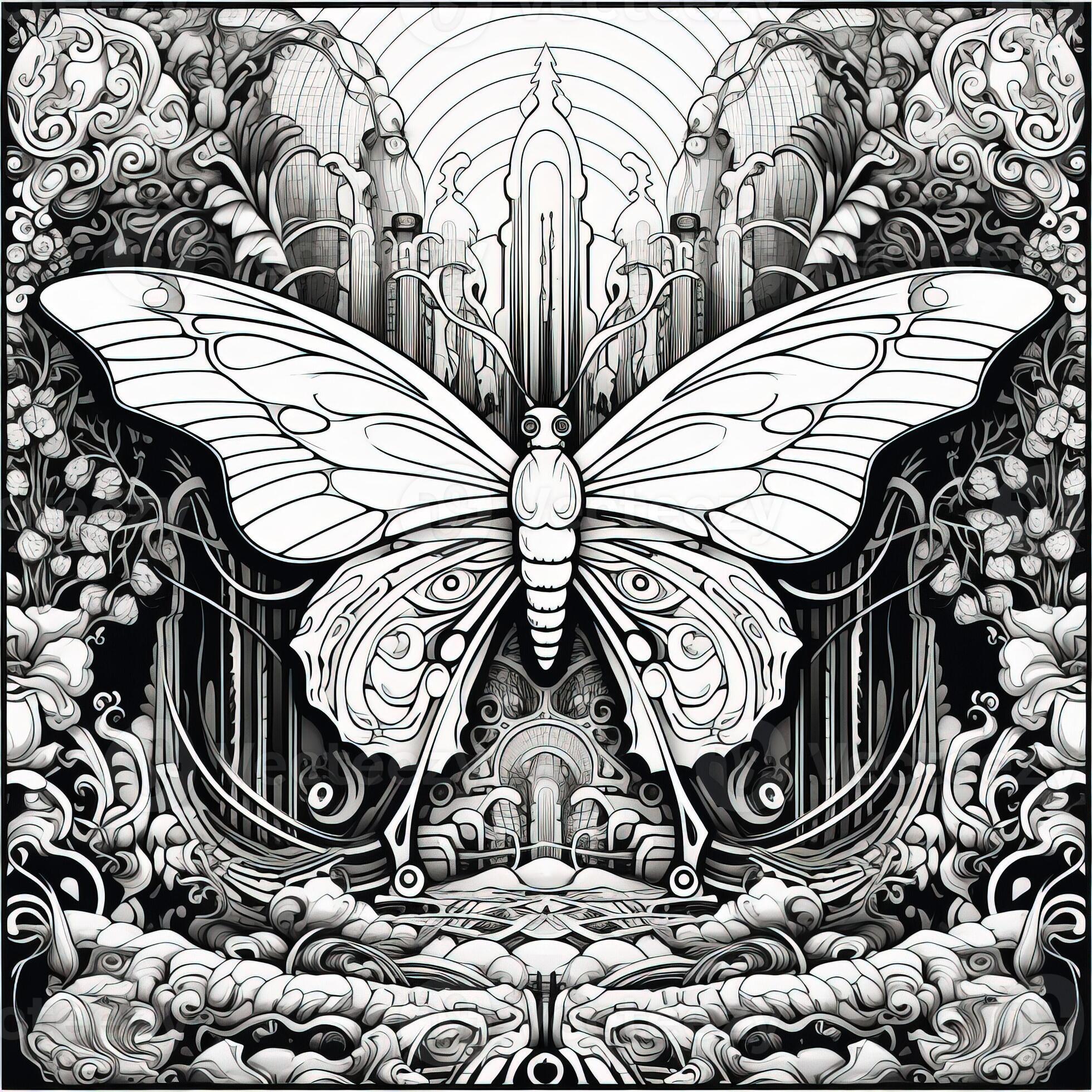 Art Nouveau Butterfly Coloring Pages 26673480 Stock Photo at Vecteezy