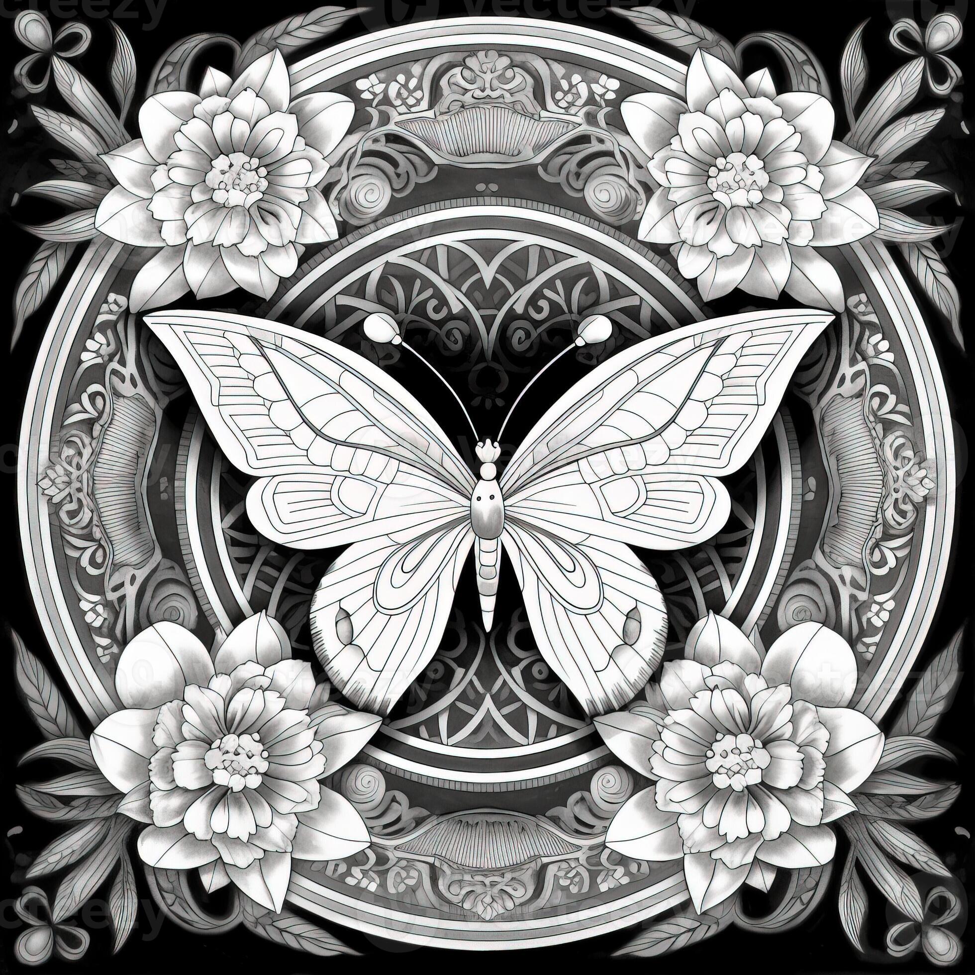 Art Nouveau Butterfly Coloring Pages 26673484 Stock Photo at Vecteezy