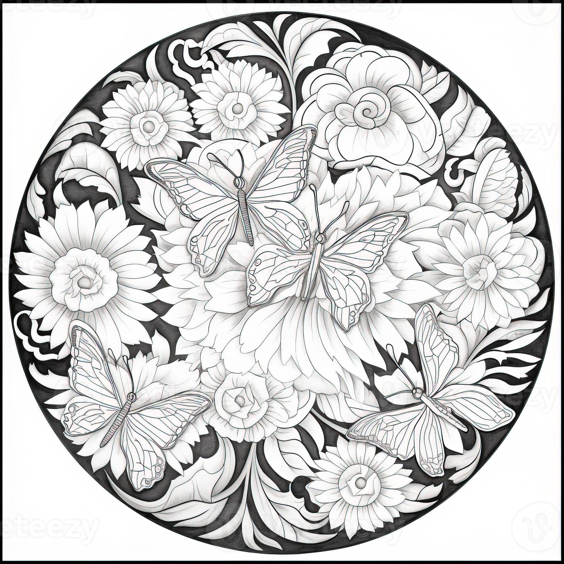 Art Nouveau Butterfly Coloring Pages 26673490 Stock Photo at Vecteezy