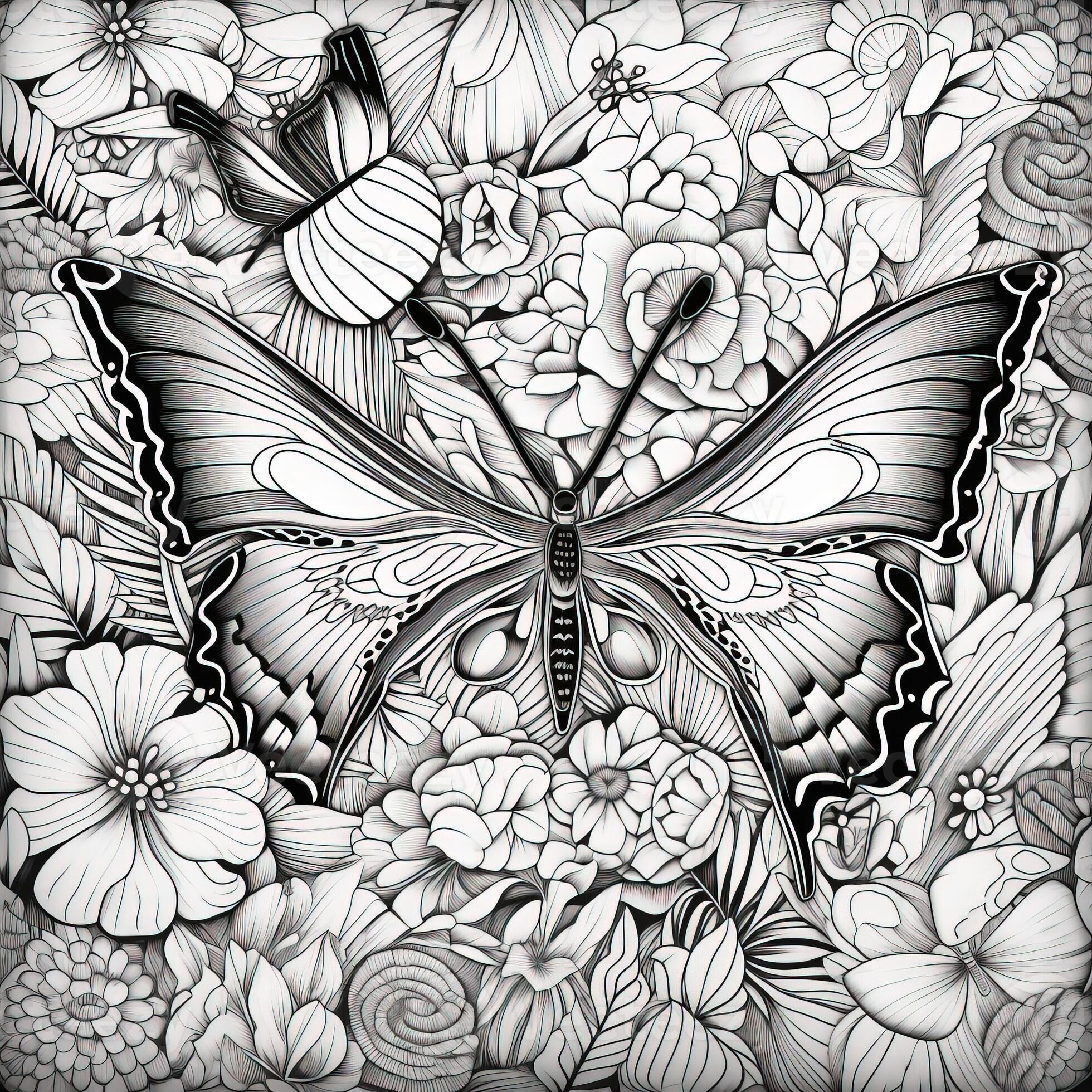 Art Nouveau Butterfly Coloring Pages 26673491 Stock Photo at Vecteezy