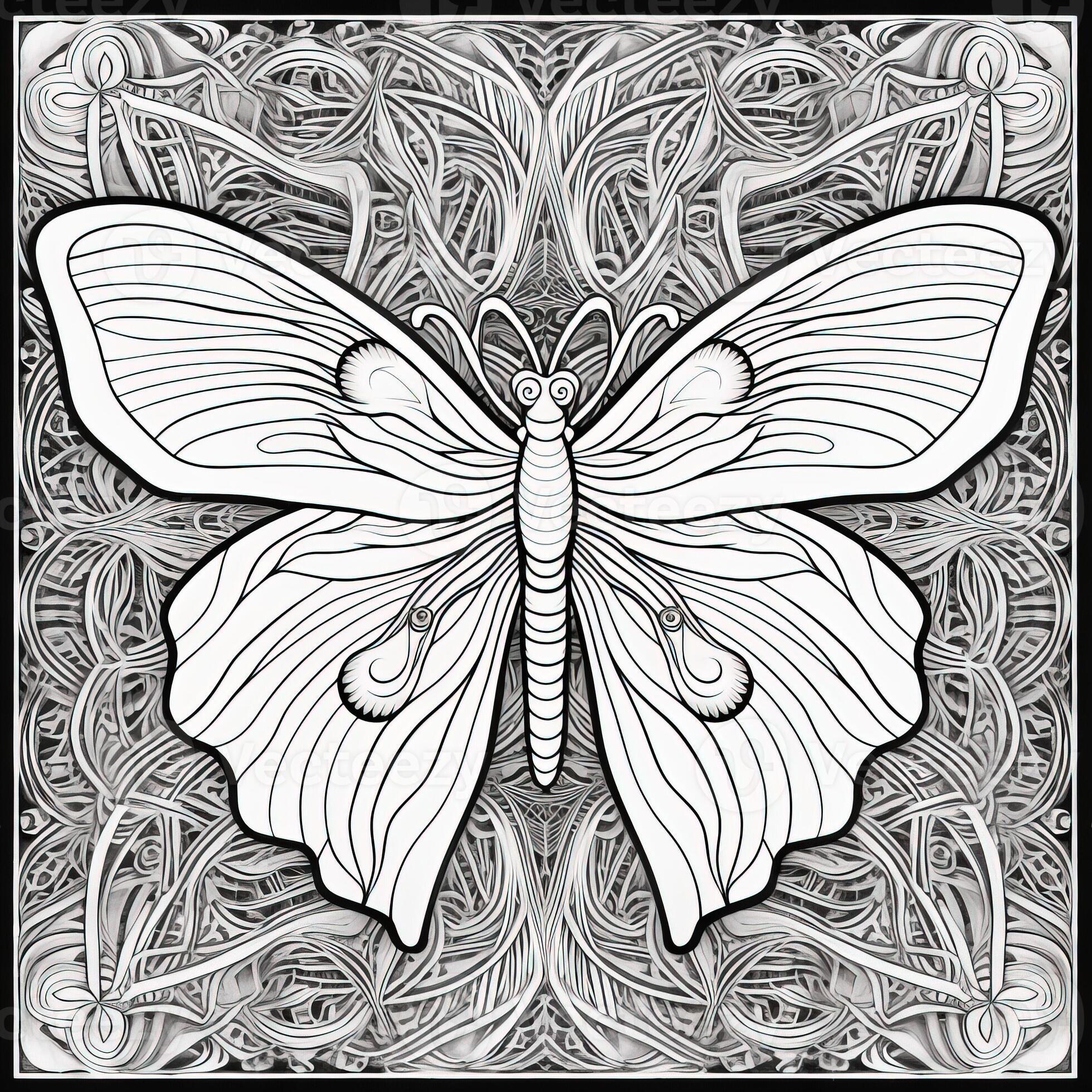 Art Nouveau Butterfly Coloring Pages 26673499 Stock Photo at Vecteezy