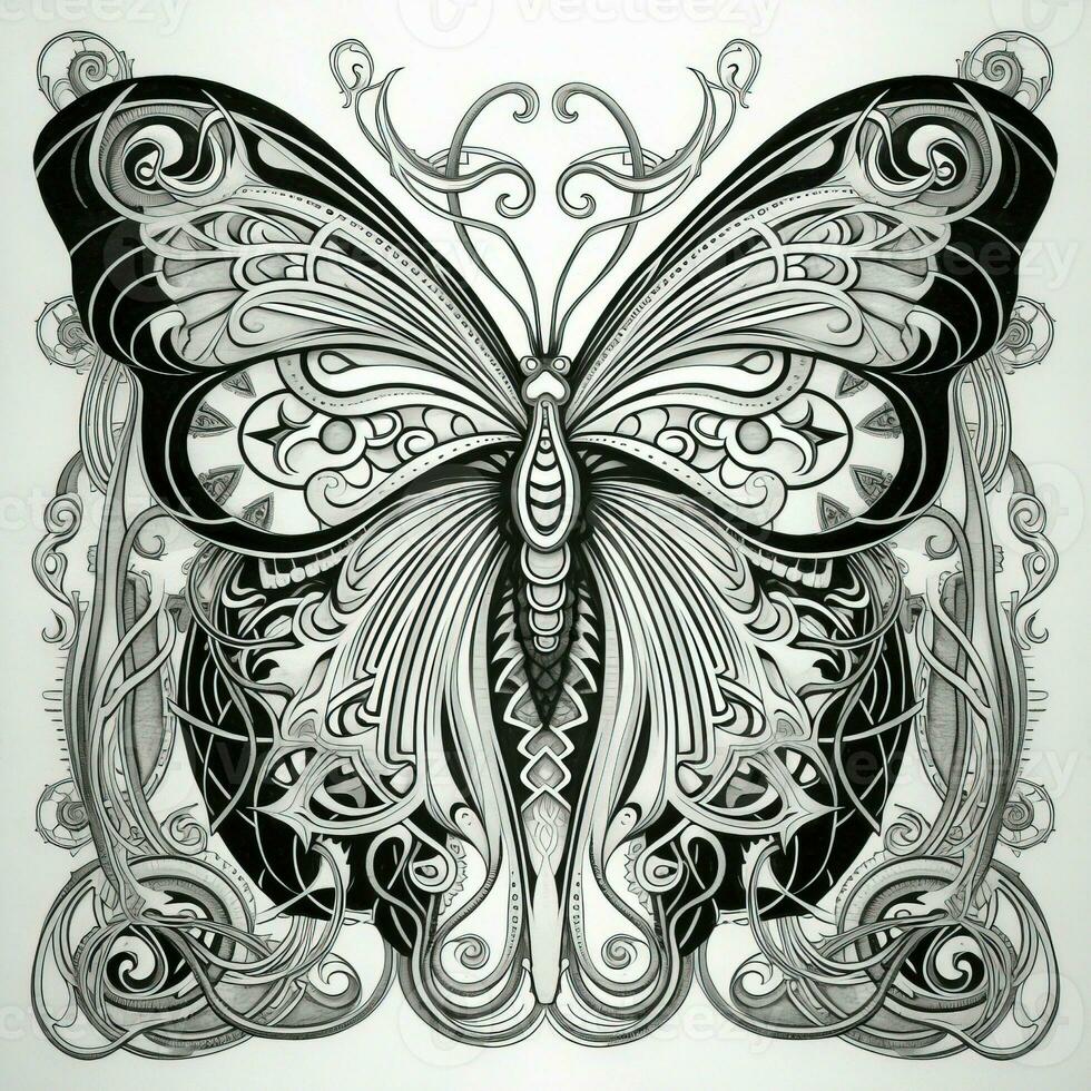 Art Nouveau Butterfly Coloring Pages photo