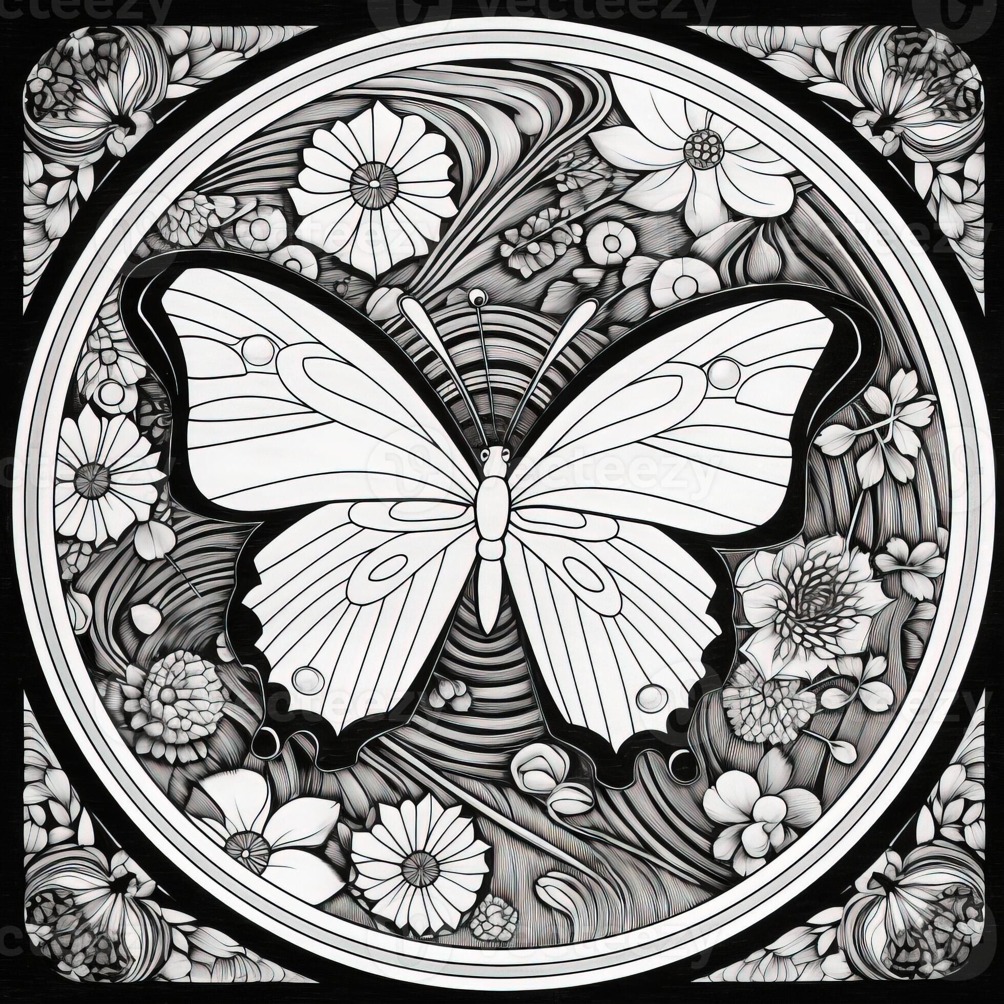 Art Nouveau Butterfly Coloring Pages 26673501 Stock Photo at Vecteezy
