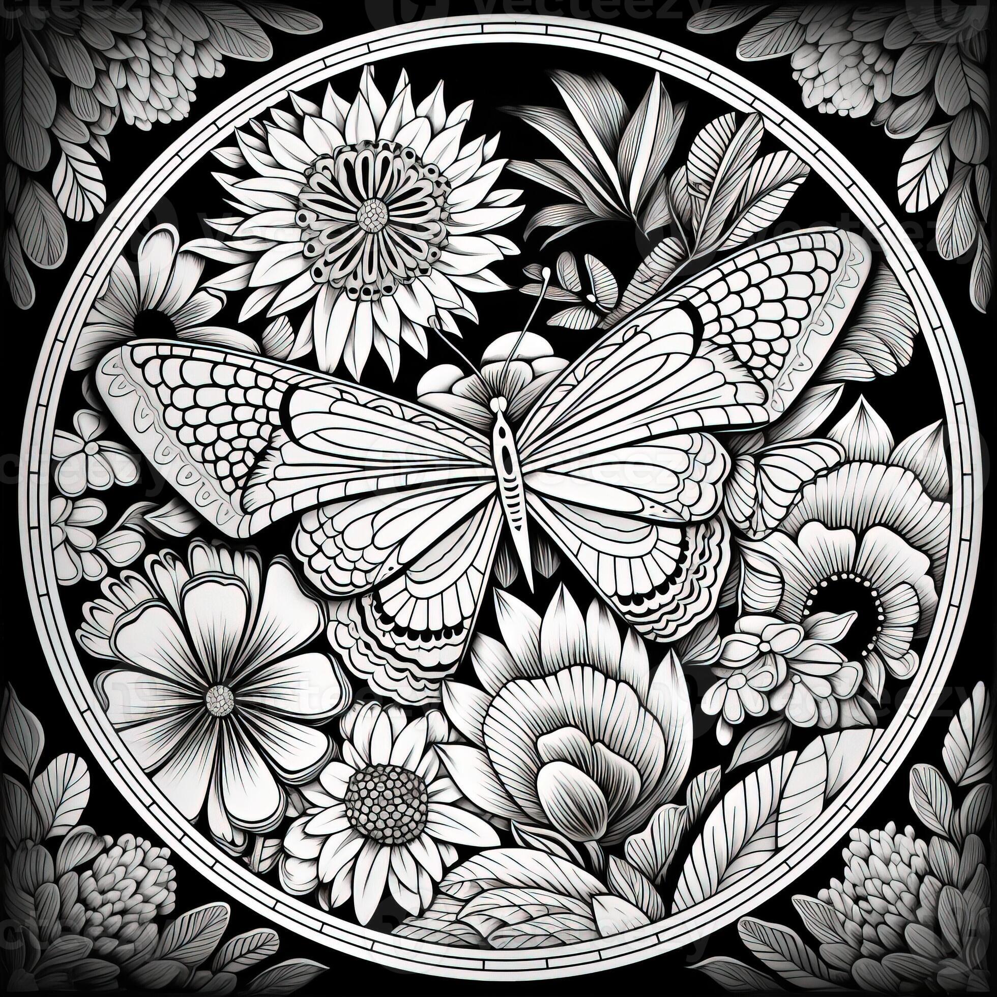 Art Nouveau Butterfly Coloring Pages 26673503 Stock Photo at Vecteezy