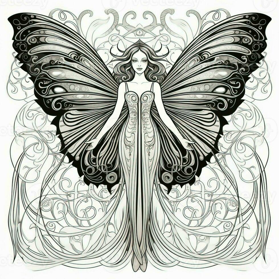 Art Nouveau Butterfly Coloring Pages photo