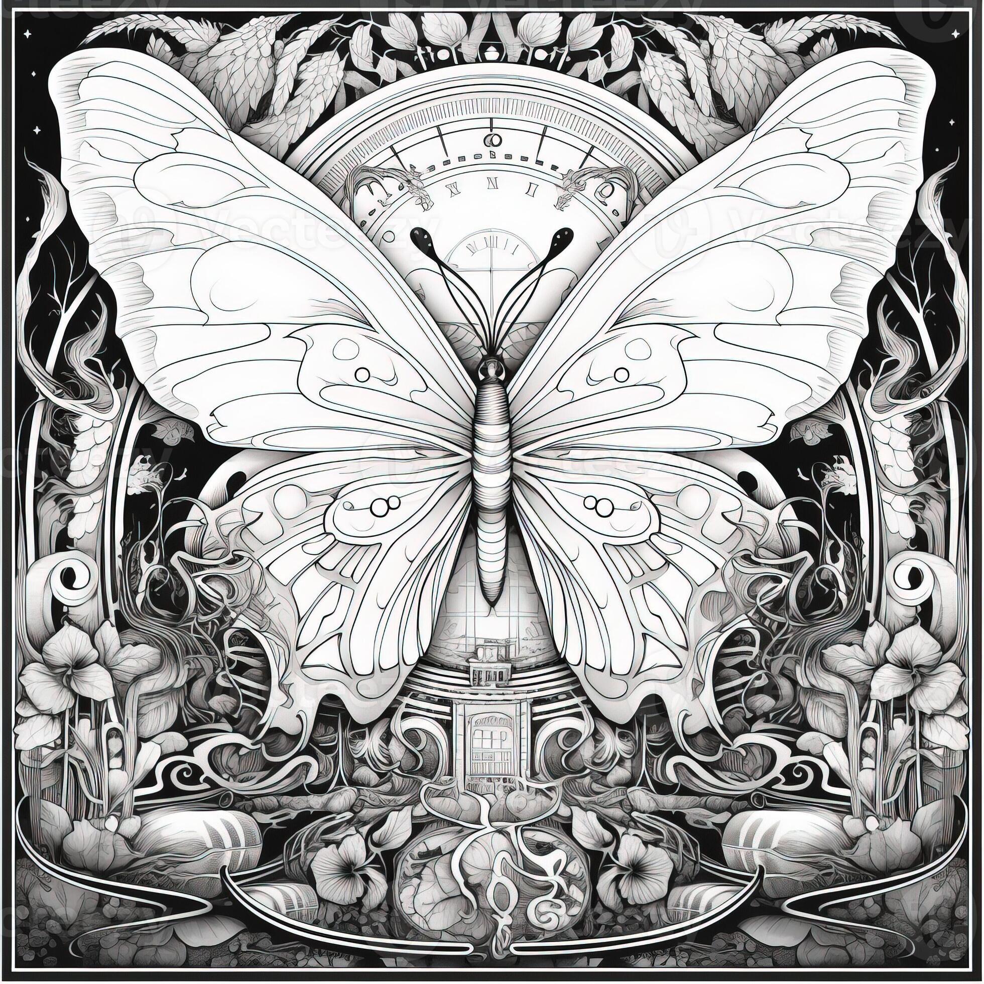 Art Nouveau Butterfly Coloring Pages 26673522 Stock Photo at Vecteezy