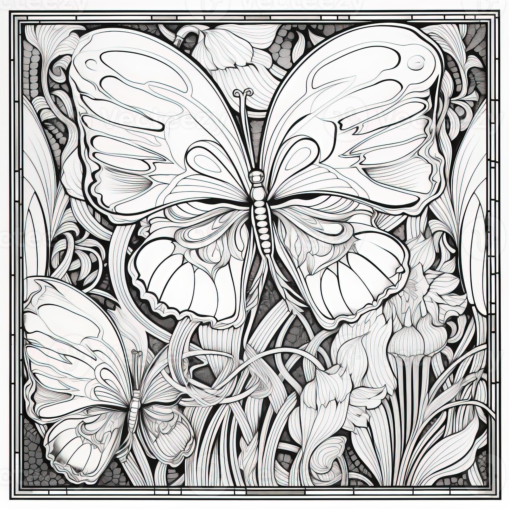 Art Nouveau Butterfly Coloring Pages 26673530 Stock Photo at Vecteezy