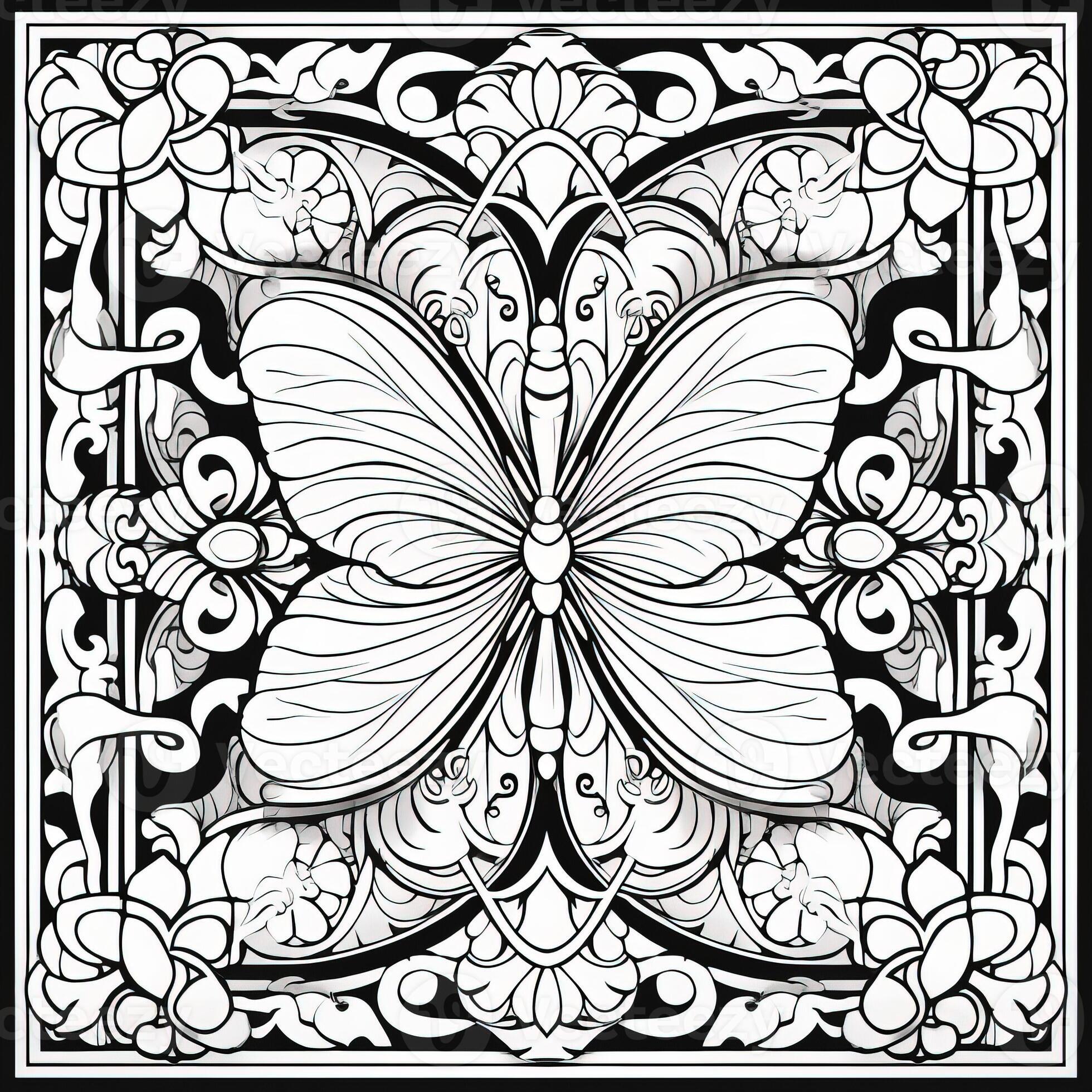 Art Nouveau Butterfly Coloring Pages 26673534 Stock Photo at Vecteezy
