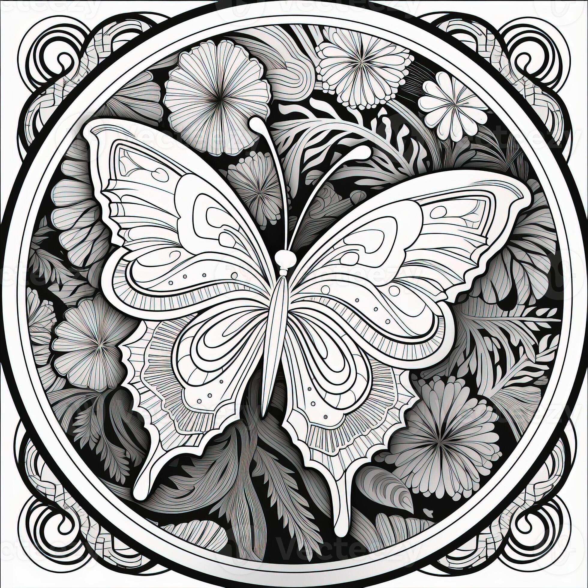 Art Nouveau Butterfly Coloring Pages 26673537 Stock Photo at Vecteezy