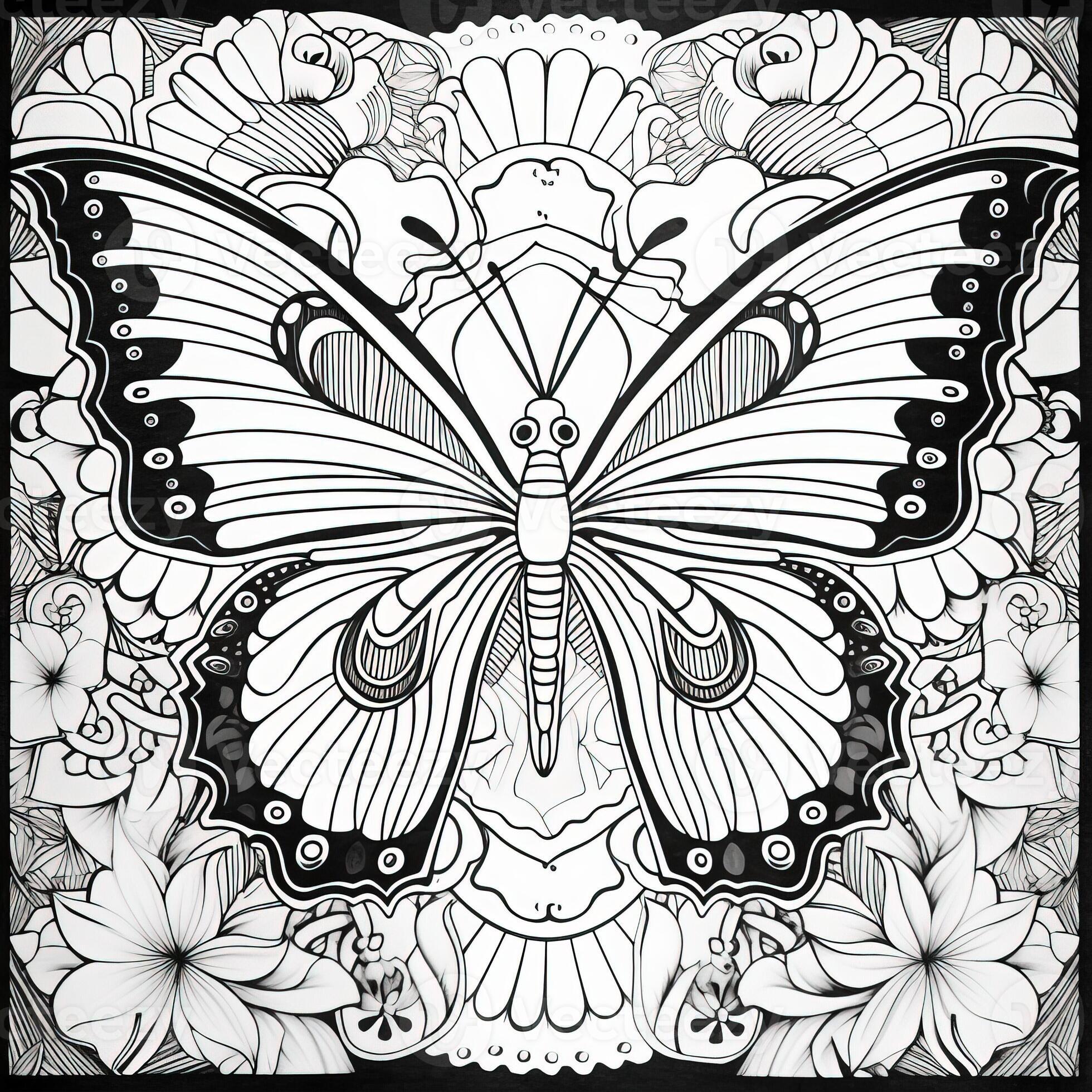 Art Nouveau Butterfly Coloring Pages 26673546 Stock Photo at Vecteezy
