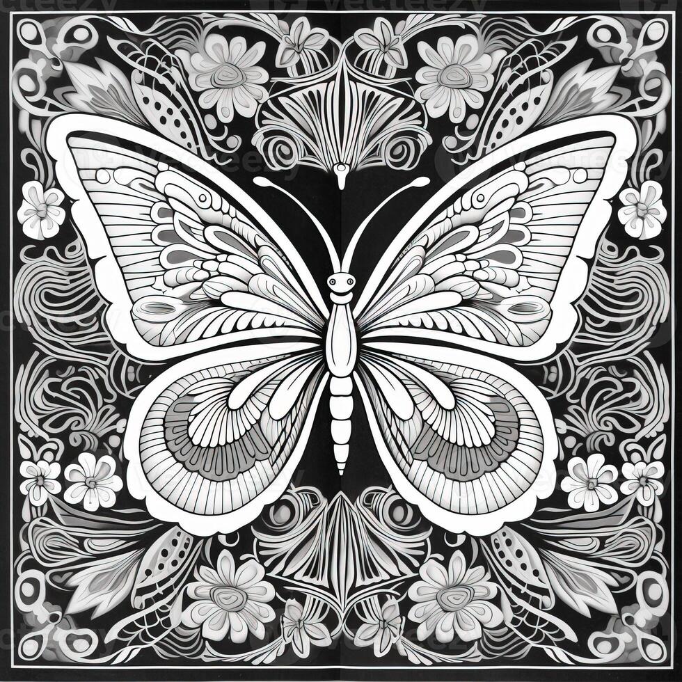 Art Nouveau Butterfly Coloring Pages 26673548 Stock Photo at Vecteezy