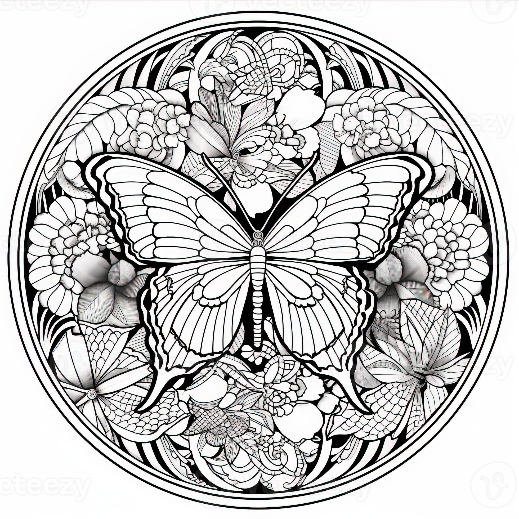 Art Nouveau Butterfly Coloring Pages 26673553 Stock Photo at Vecteezy