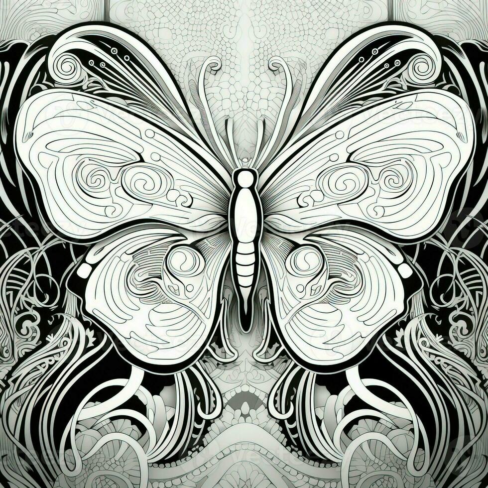 Art Nouveau Butterfly Coloring Pages photo