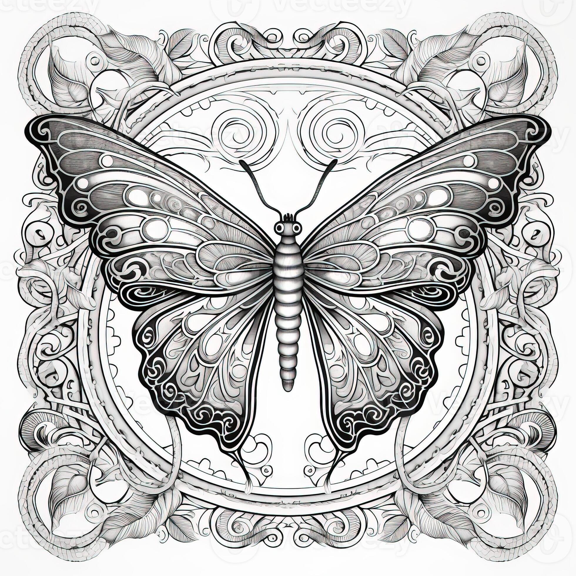 Art Nouveau Butterfly Coloring Pages 26673588 Stock Photo at Vecteezy