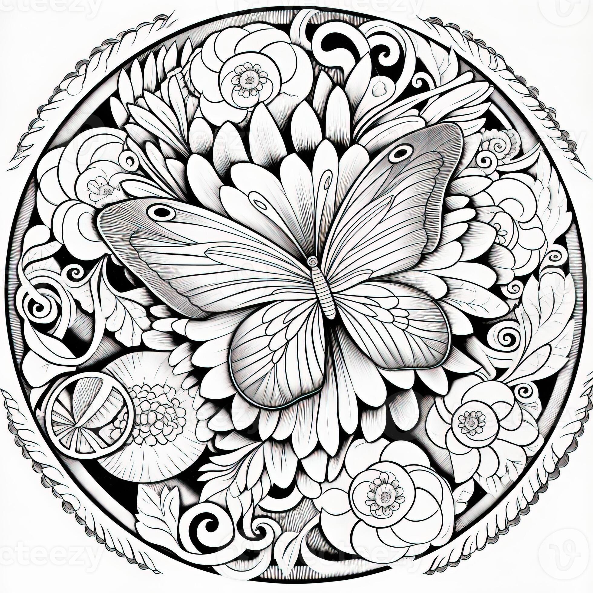 Art Nouveau Butterfly Coloring Pages 26673602 Stock Photo at Vecteezy
