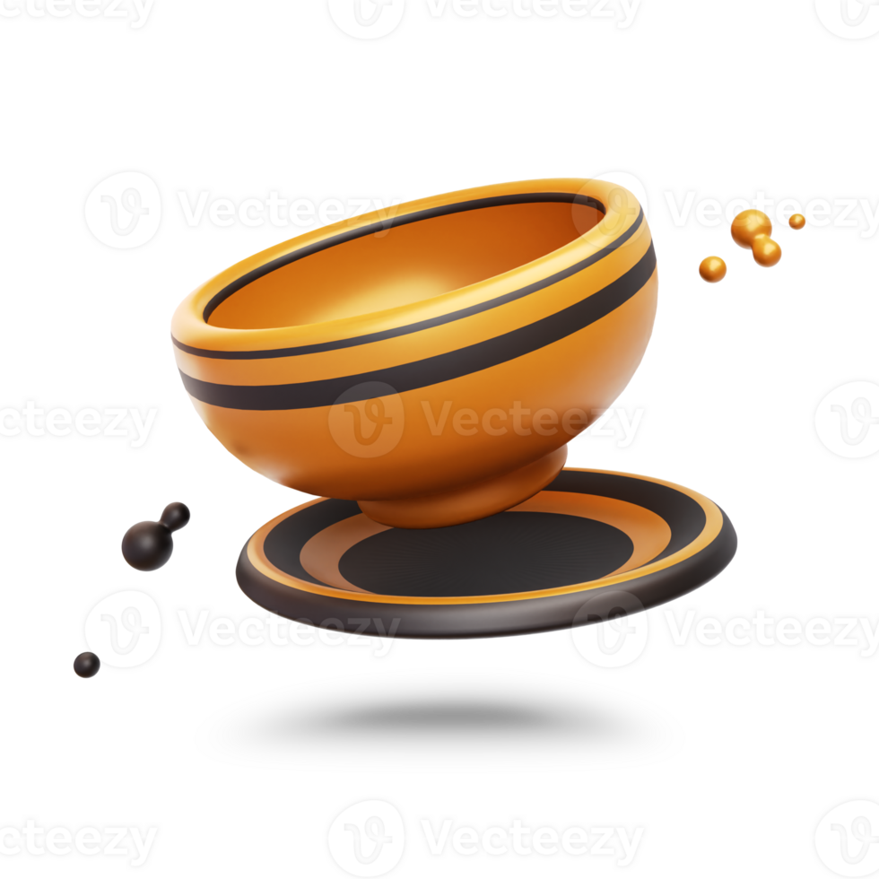 3d illustration of deep empty bowl for food, products. Set of bowls with their bases on a transparent background png