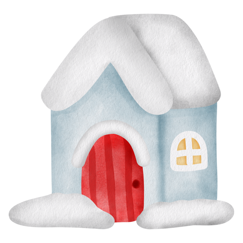 Watercolor Christmas Snow Village. png