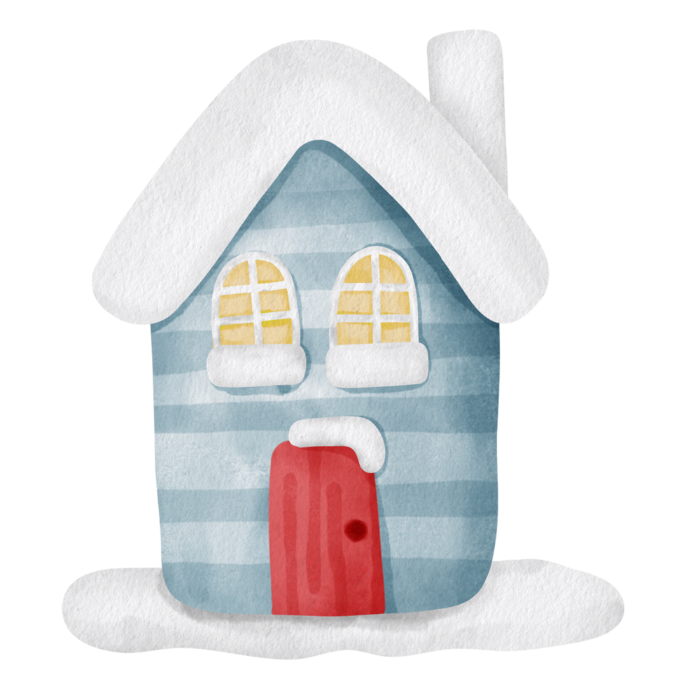 Watercolor Christmas Snow Village. png