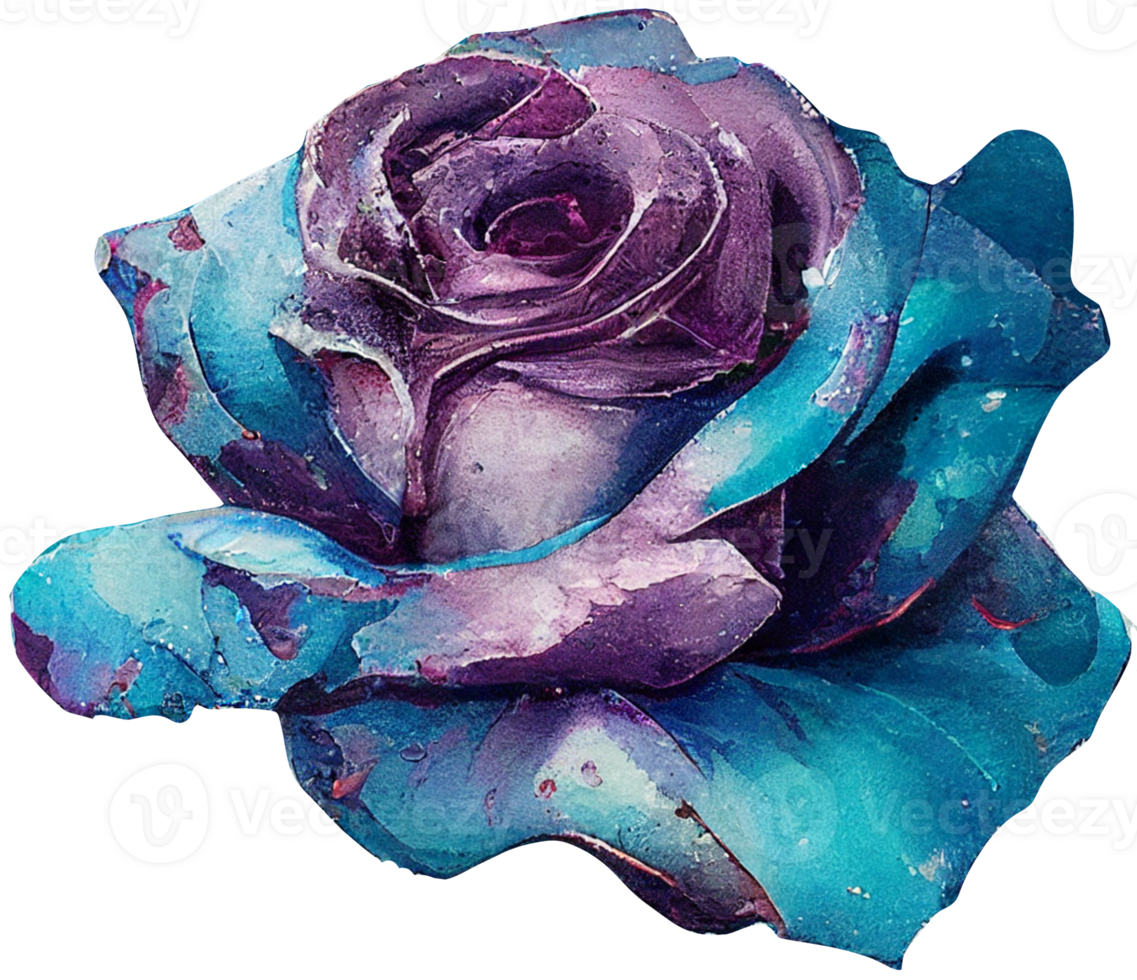 vattenfärg blommig ro png transparent bakgrund ai generativ